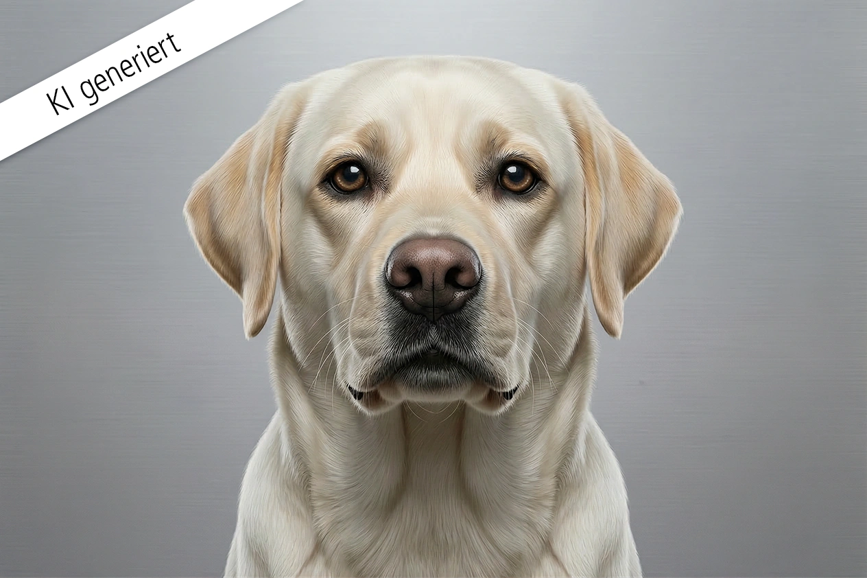 KI Hundefotos Beispiel – generierter Labrador im Studio