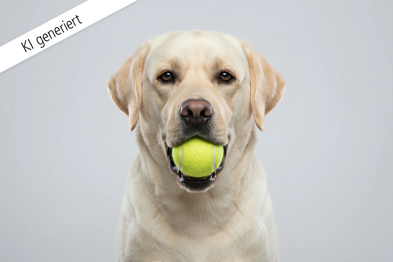KI Hundefotos Beispiel – generierter Labrador im Studio