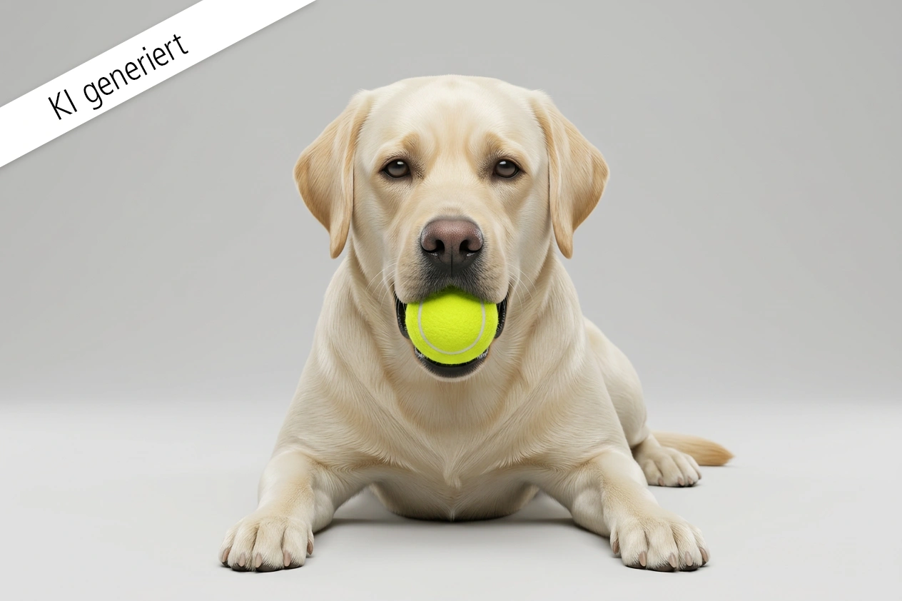 KI Hundefotos Beispiel – generierter Labrador im Studio